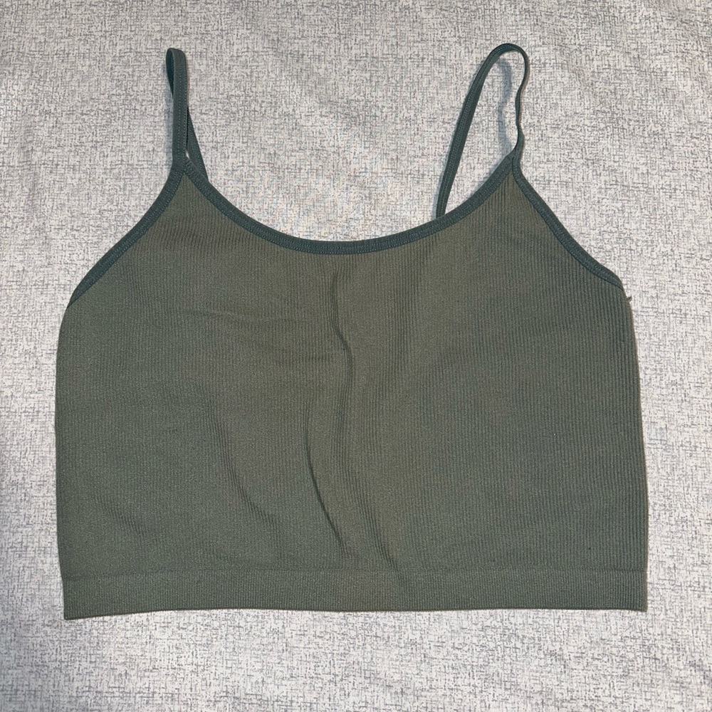 sage/turquoise green cropped tank top